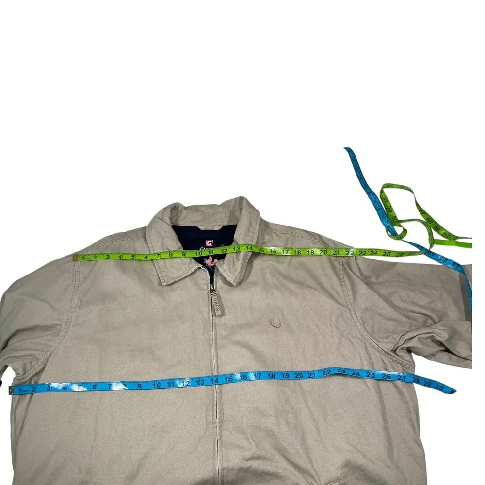 Chaps XLT Tan Harrington Jacket Full Zip Cotton Twill Khaki Preppy Grandpa Core